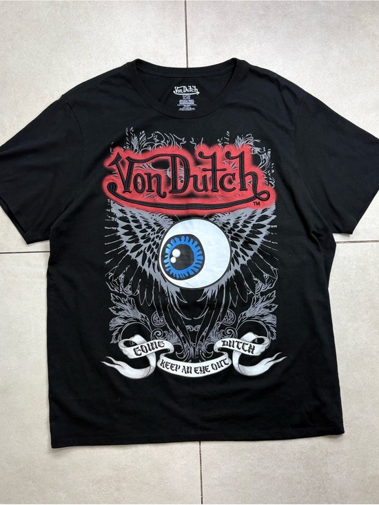 Von Dutch Other - Von Dutch Black Tee with Red Logo and Blue Eye Graphic